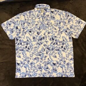 Callaway Blue and White Abstract Floral Shirt